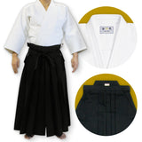 Double Layered Gi + #11000 Traditional Black Cotton Aikido Hakama Set